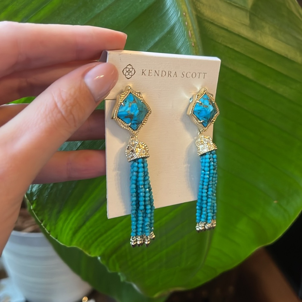 Kendra Scott turquoise beaded dangle earrings - Picture 3 of 3